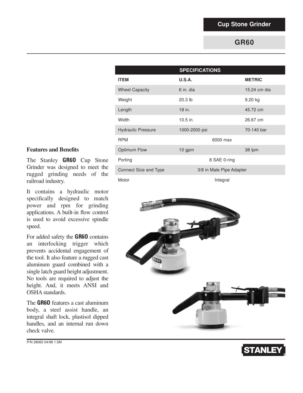 Cup Stone Grinder - Stanley Hydraulic Tools