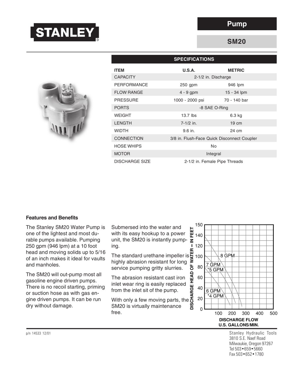 Dewatering Pump - Stanley Hydraulic Tools