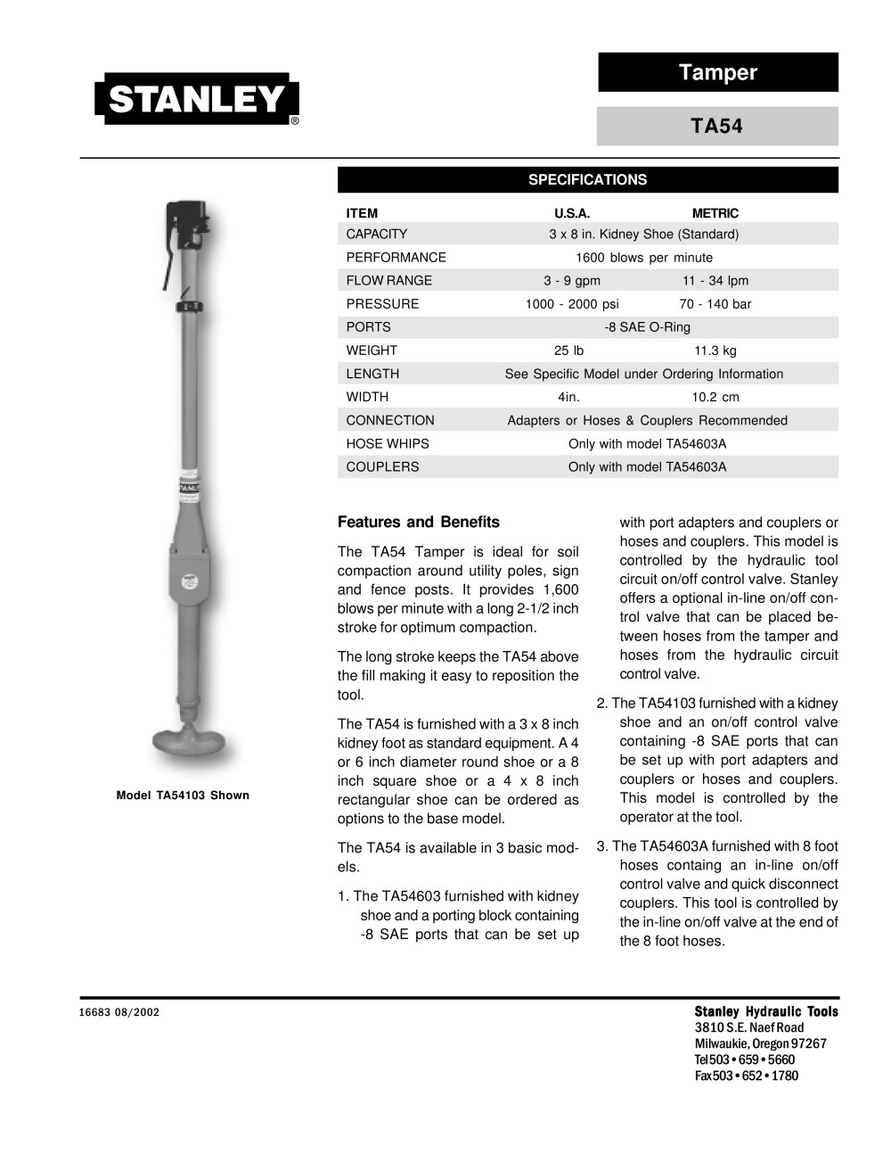 Tamper - Stanley Hydraulic Tools