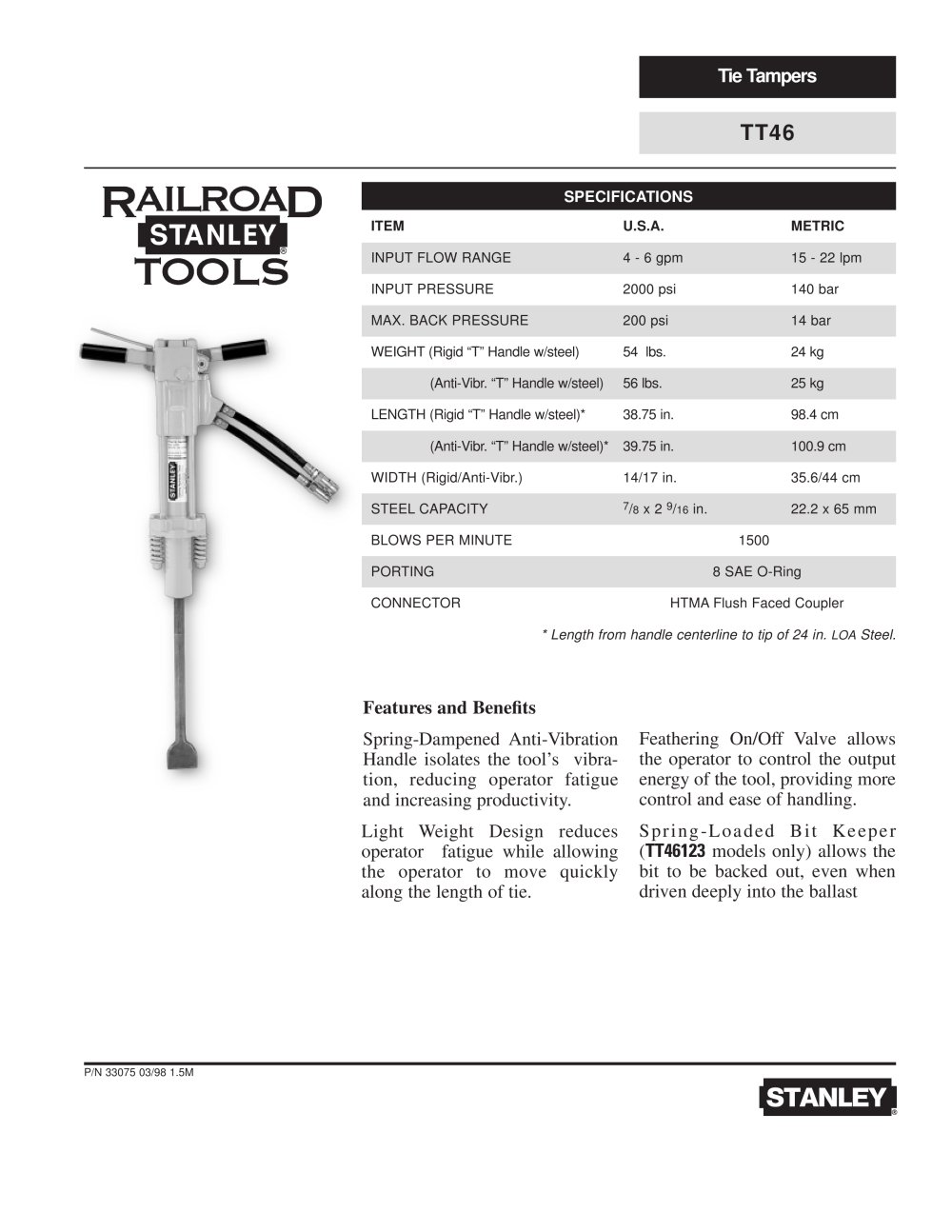 Tie Tampers - Stanley Hydraulic Tools