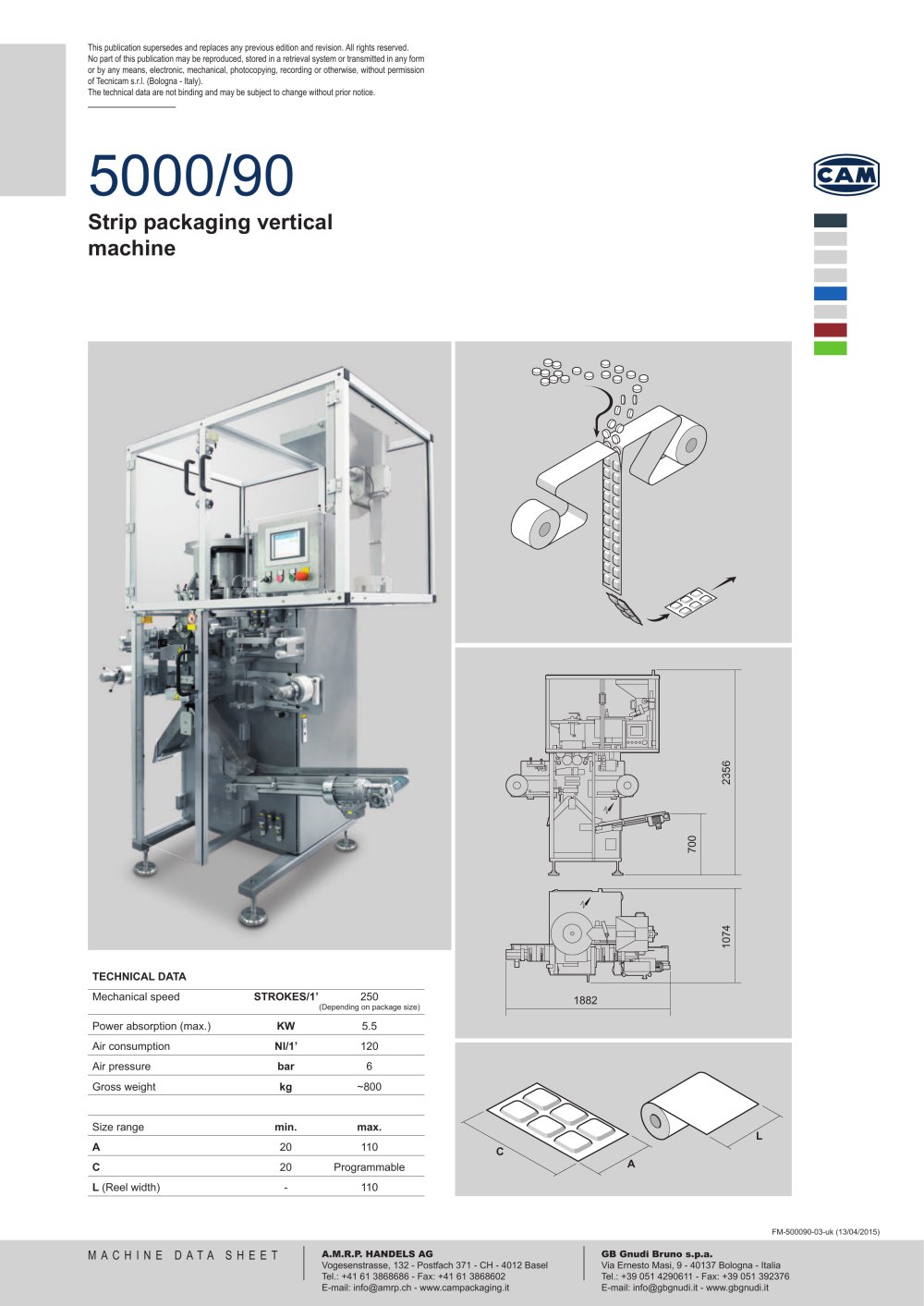 5000/90 vertical strip packing machine - CAM
