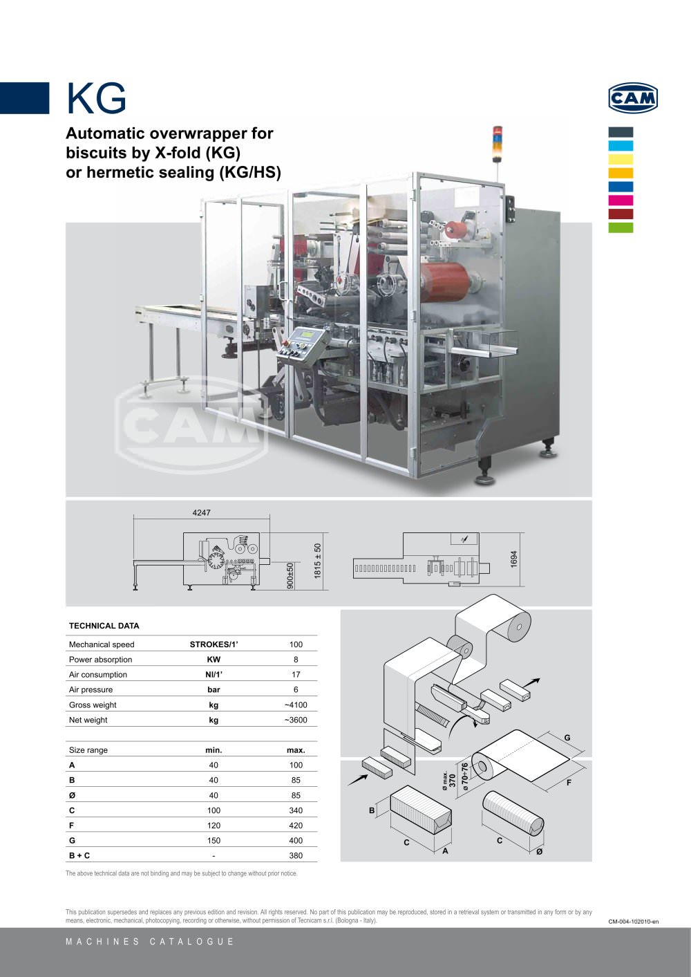 KG automatic overwrapper for biscuits by X-fold or hermetic sealing - CAM