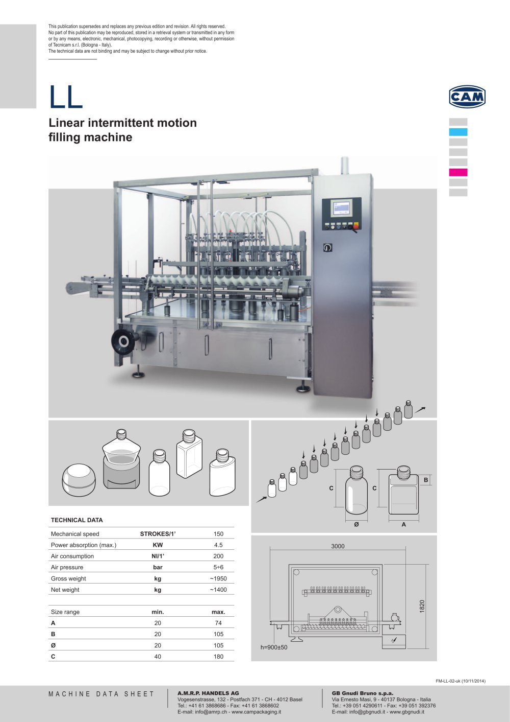 LL linear intermittent motion filling machine - CAM
