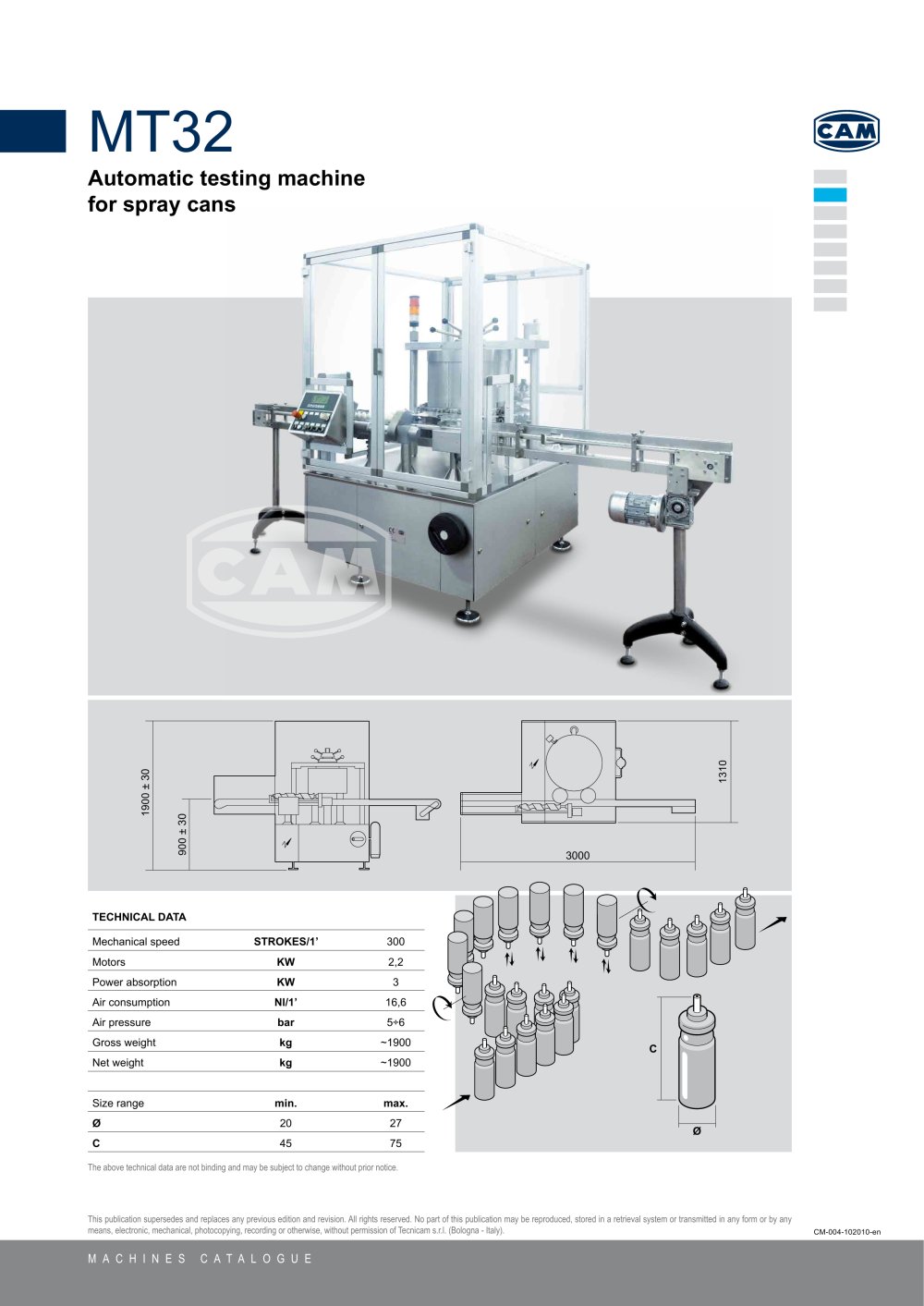 MT32 automatic testing machine for spray cans - CAM