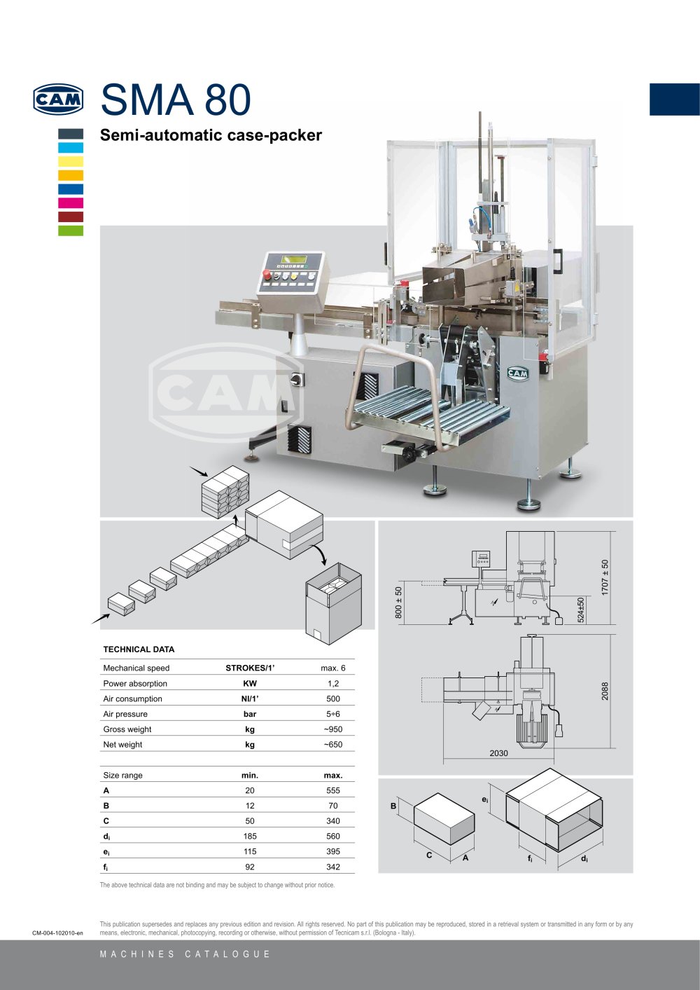SMA80 semi-automatic case packer - CAM