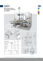 SMV vertical case packer for shipping cases with top loading