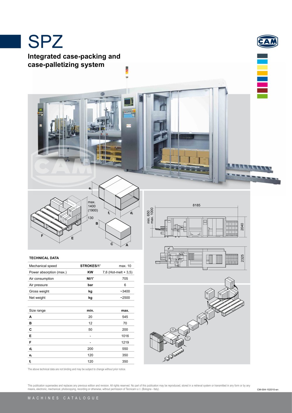 SPZ integrated case packing and case palletizing system - CAM