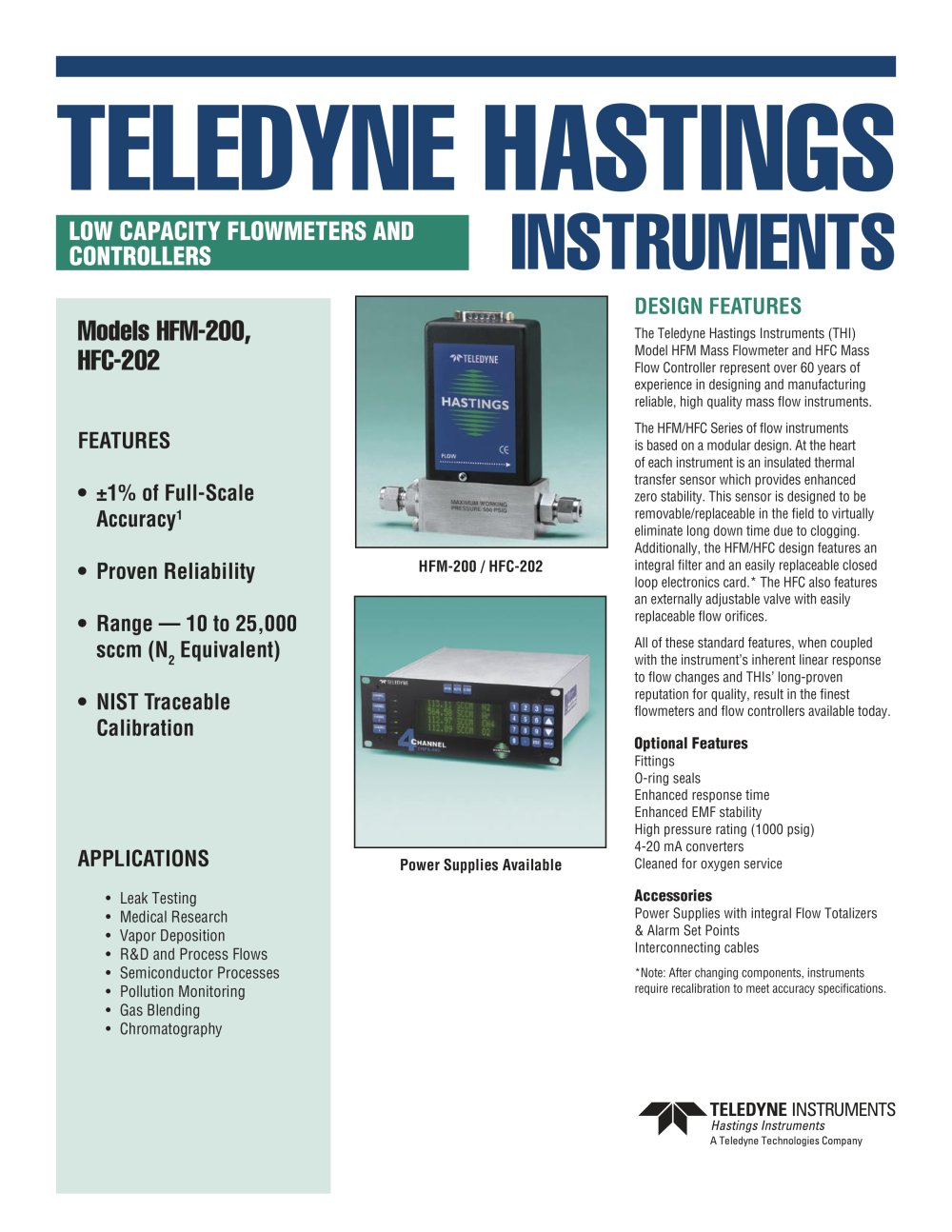 HFM-200/HFC-202 - Teledyne Hastings Instruments