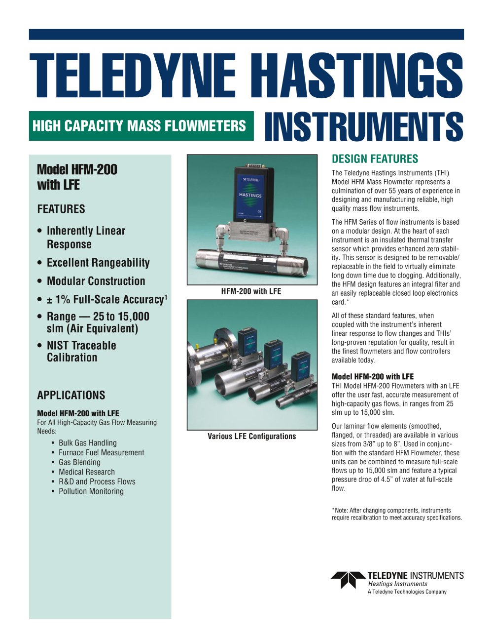 HFM 200 with laminar flow element - Teledyne Hastings Instruments
