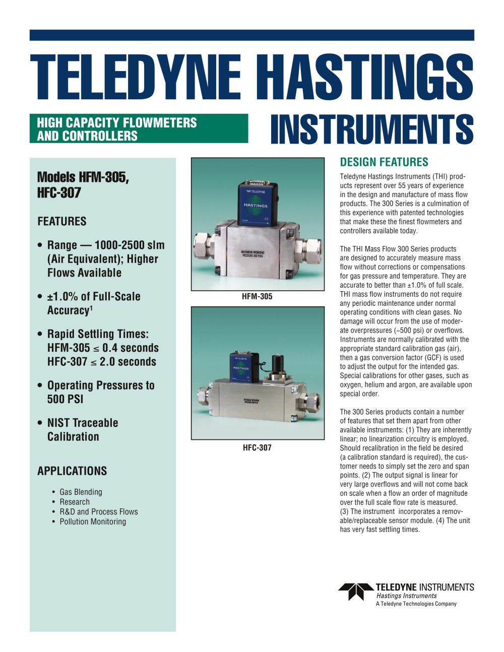 HFM-305/HFC-307 - Teledyne Hastings Instruments