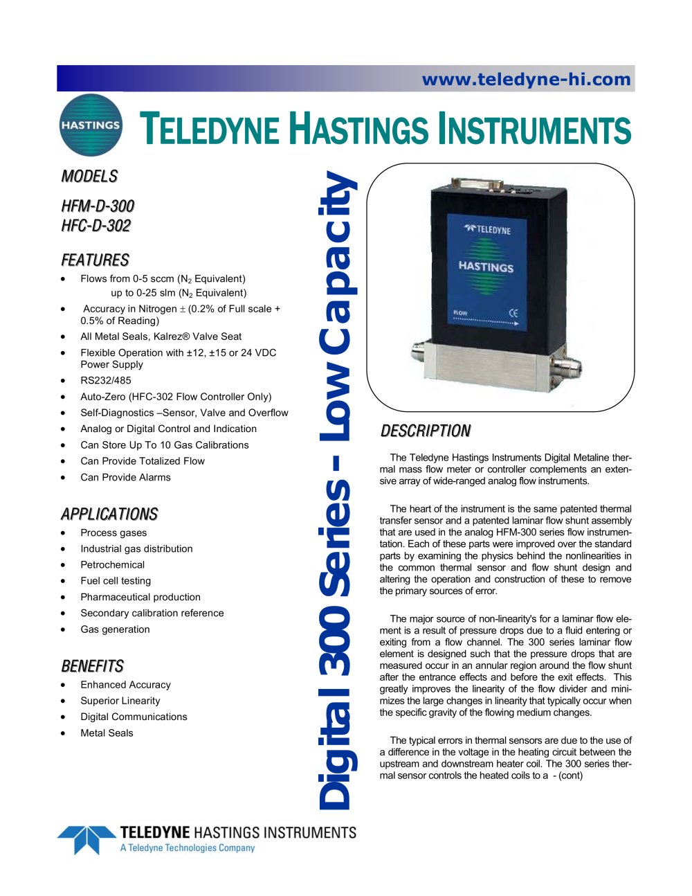 HFM-D-300/HFC-D-302 - Teledyne Hastings Instruments
