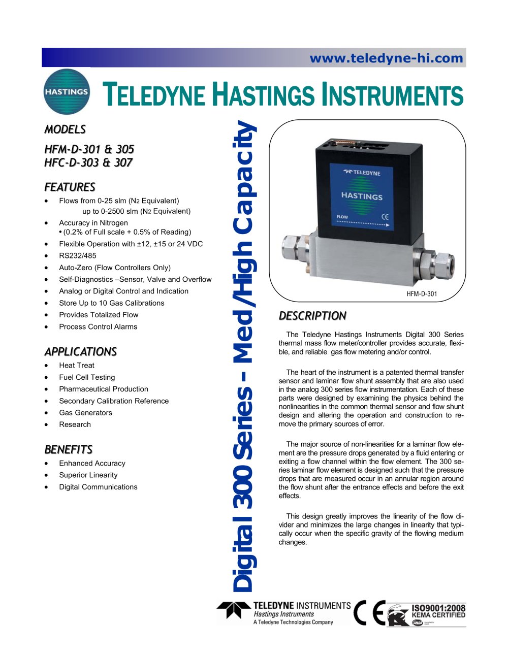 HFM-D-301, 303, 305, 307 - Teledyne Hastings Instruments