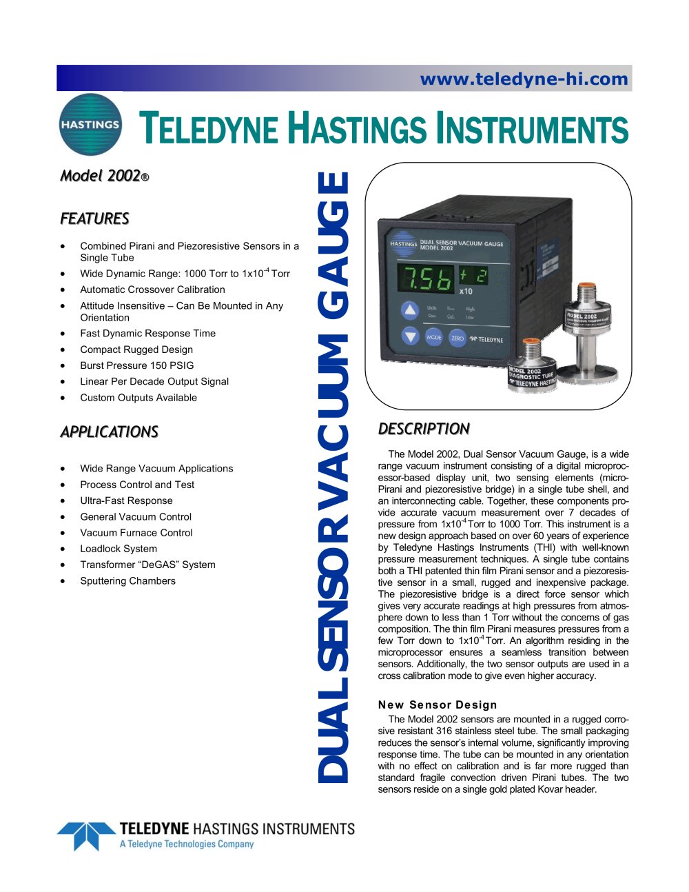 HPM 2002 digital vacuum gauge - Teledyne Hastings Instruments