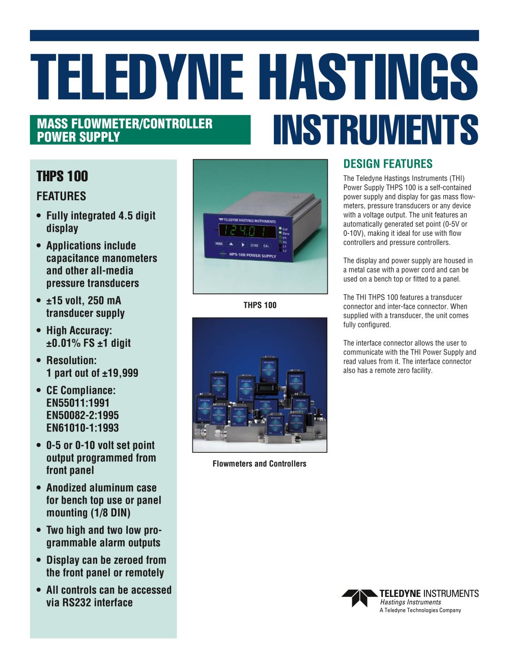THPS 100 Single Channel Power Supply - Teledyne Hastings Instruments