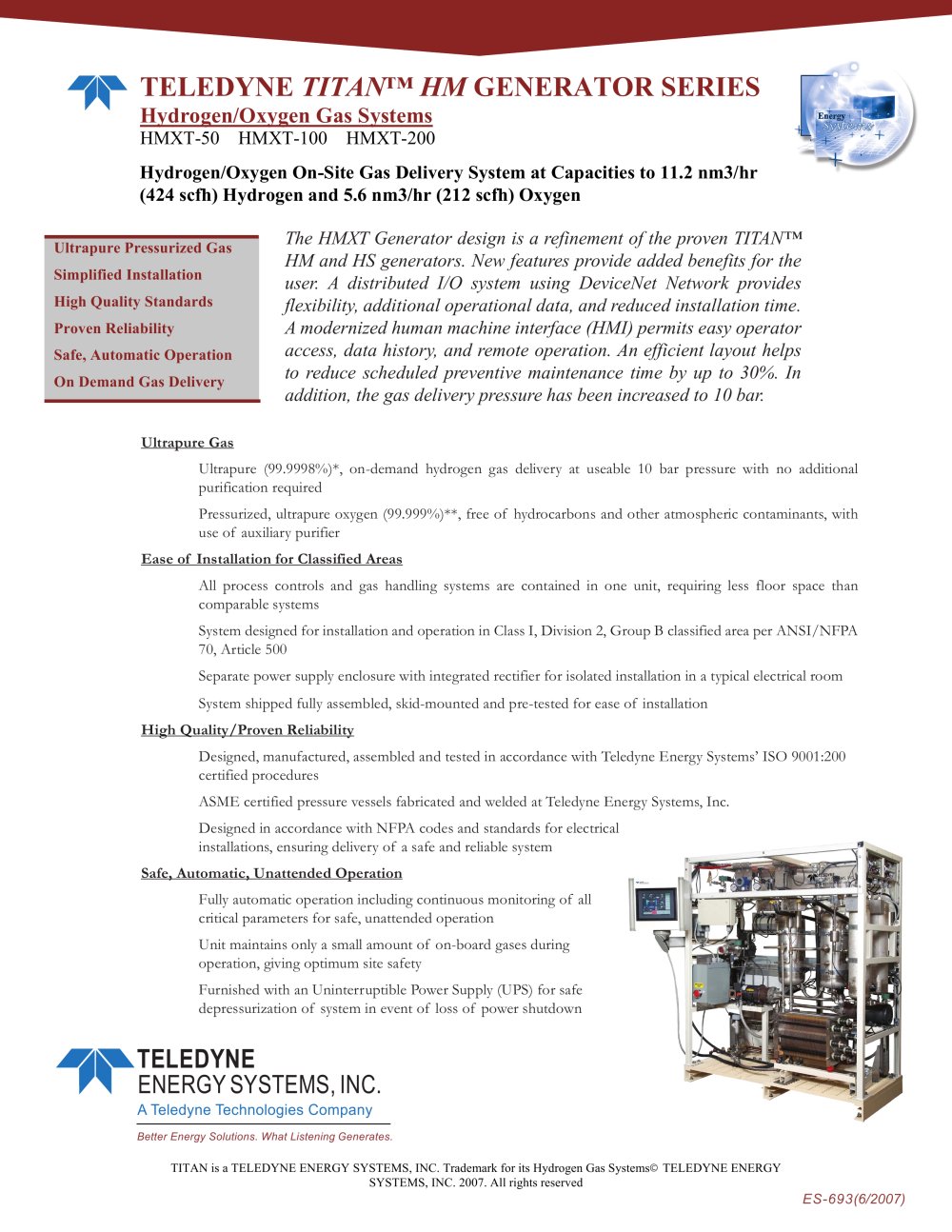 TELEDYNE TITAN� HMXT GENERATOR SERIES imag - Teledyne Energy Systems