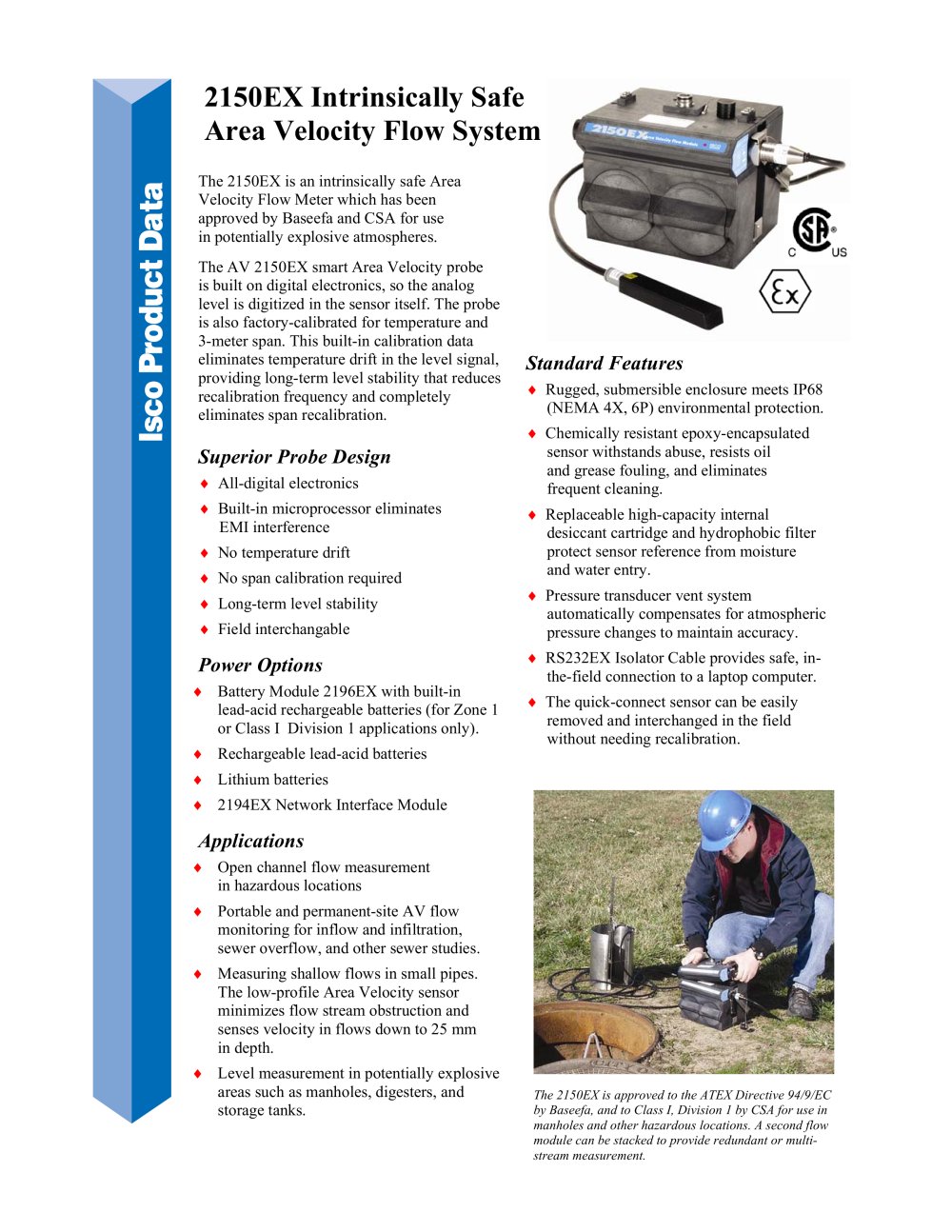 2150EX Intrinsically Safe Area Velocity Flow System - Teledyne Isco