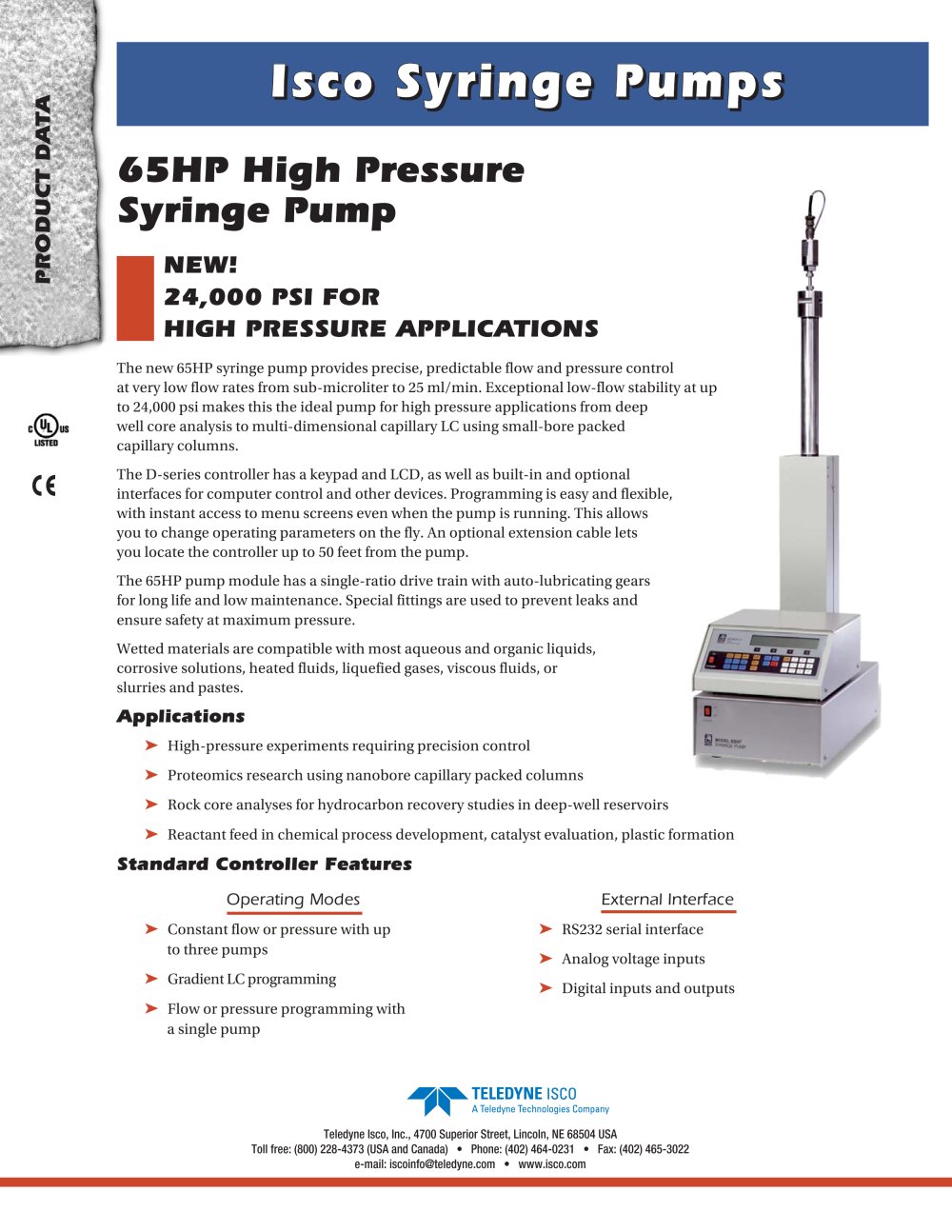 65HP Syringe Pump - Teledyne Isco