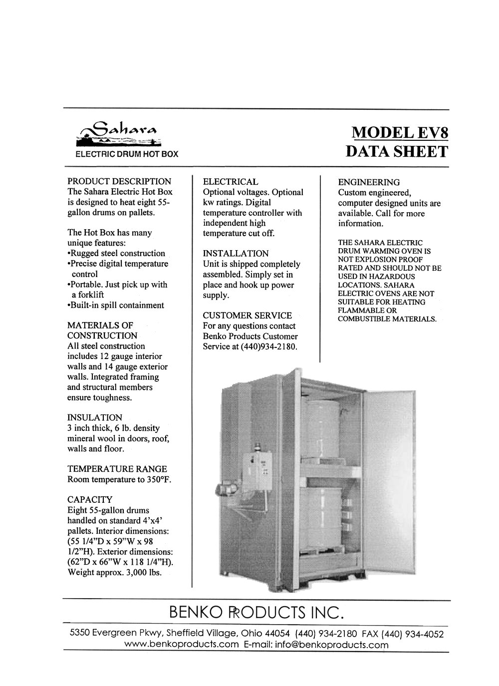 Electric Drum Heater Model EV8 - Benko