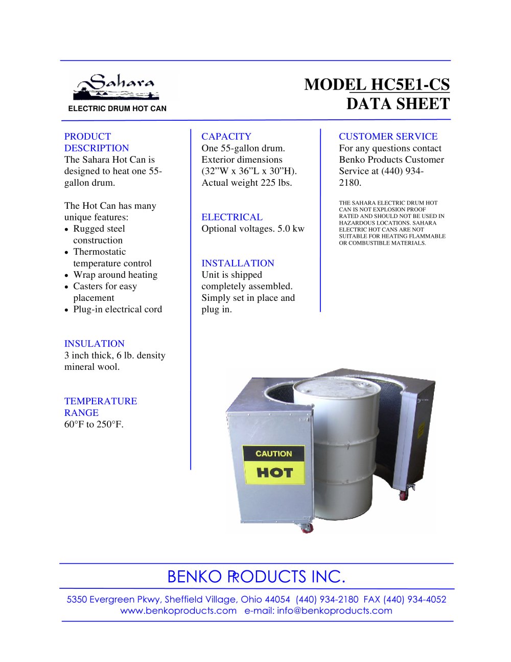 Electric Drum Heater Model SHC1 - Benko