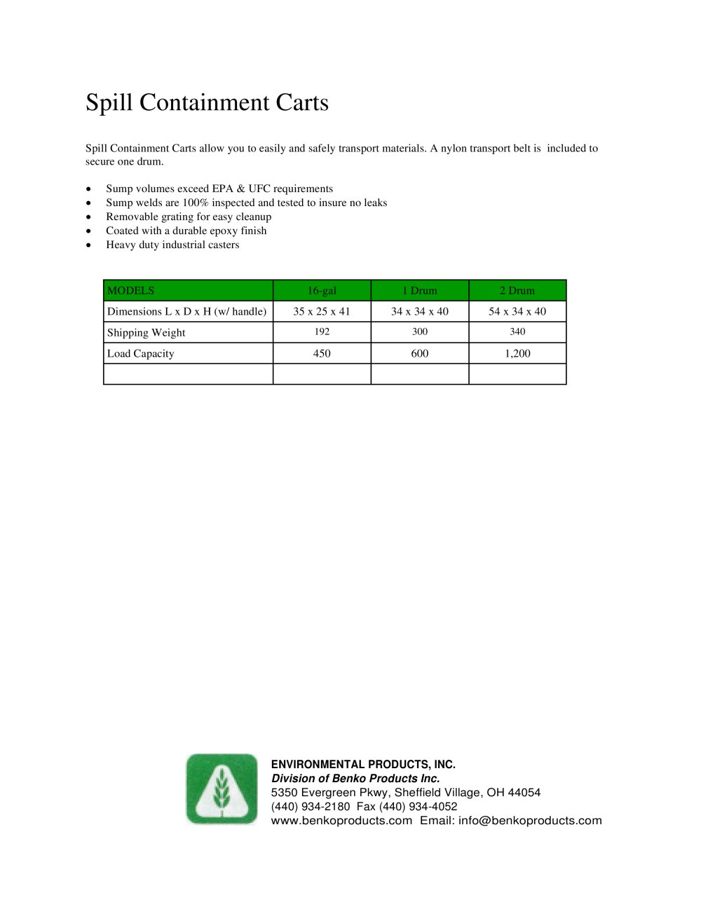 Spill Containment Carts - Benko