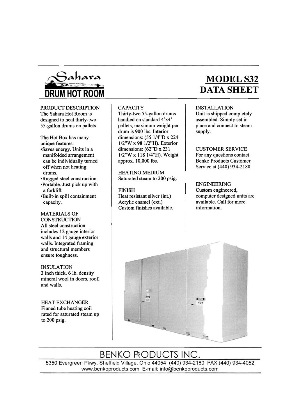 Steam Drum Heater Model S32 - Benko
