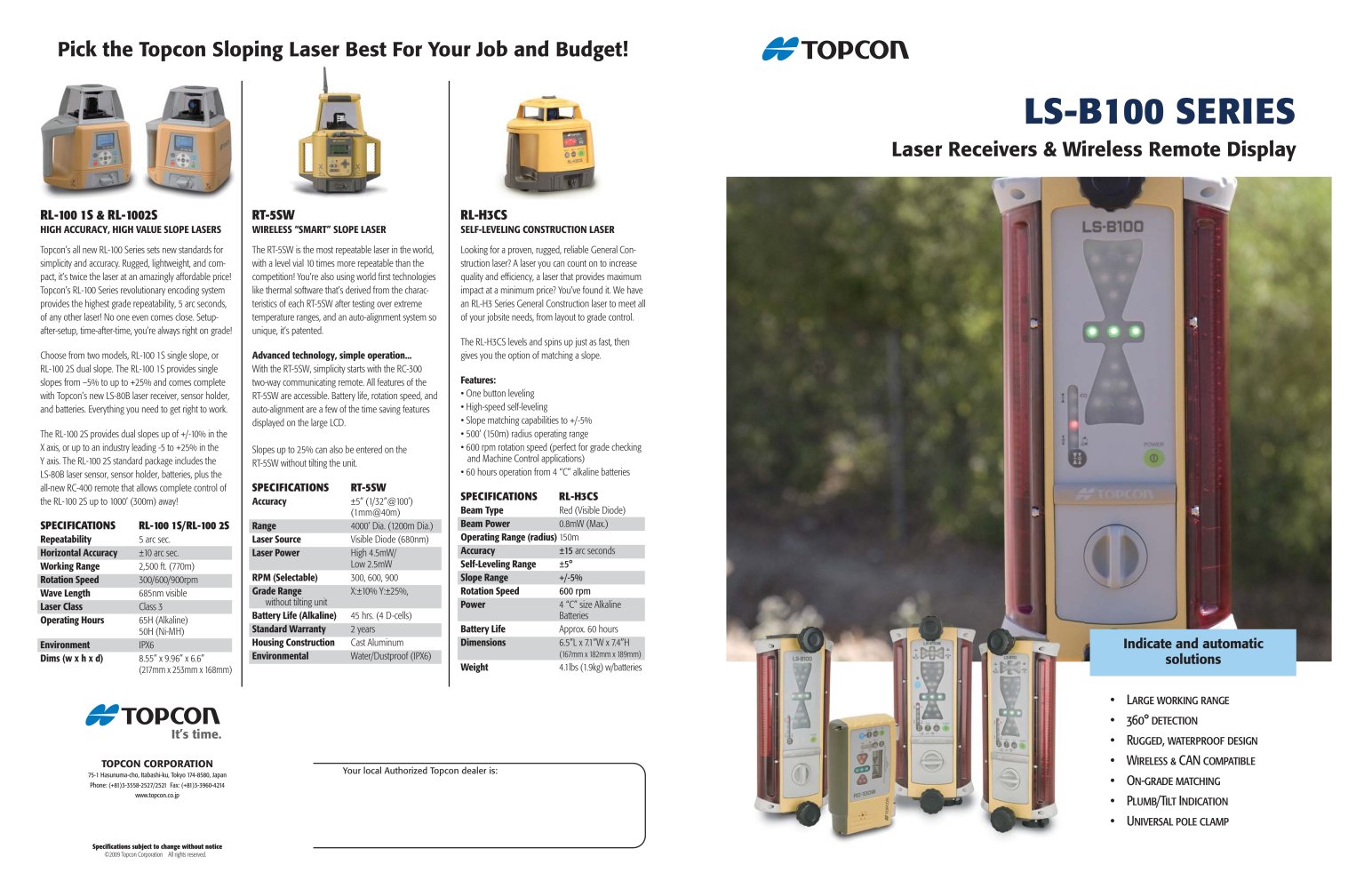 Laser Receivers & Wireless Remote Display LS-B100/110W - TOPCON