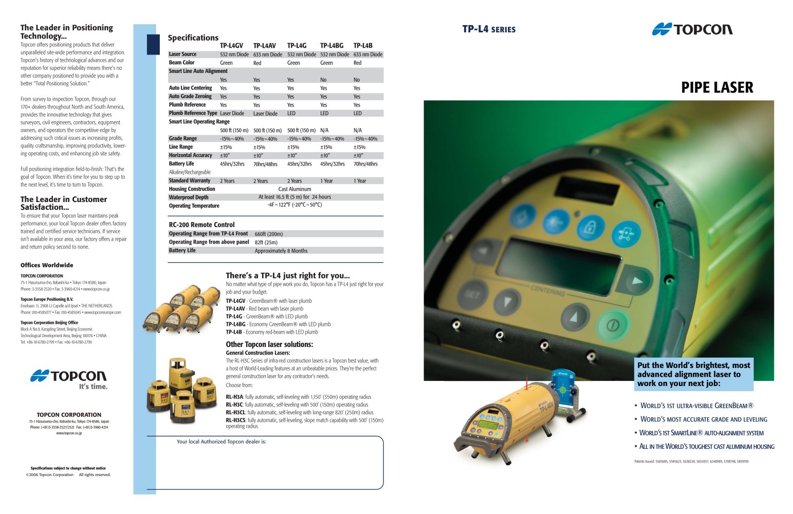 TP-L4 series  	PIPE LASER - TOPCON