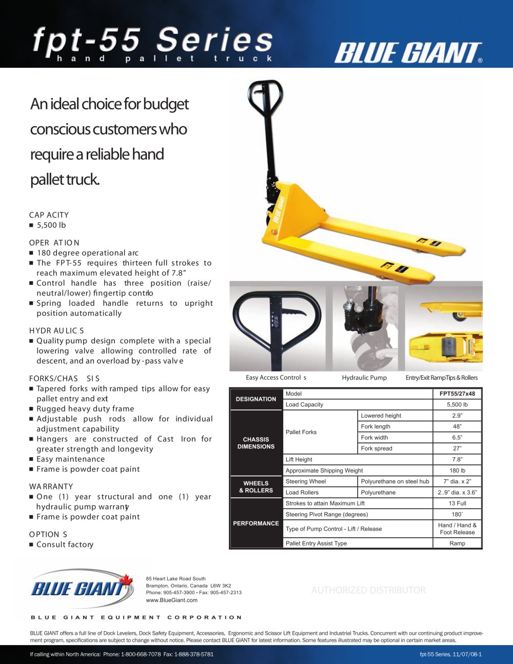 FPT-55 Manual Pallet Truck - Blue Giant