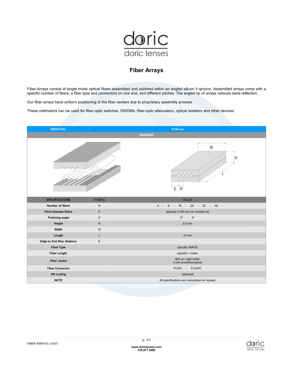 Fiber Arrays - Doric Lenses