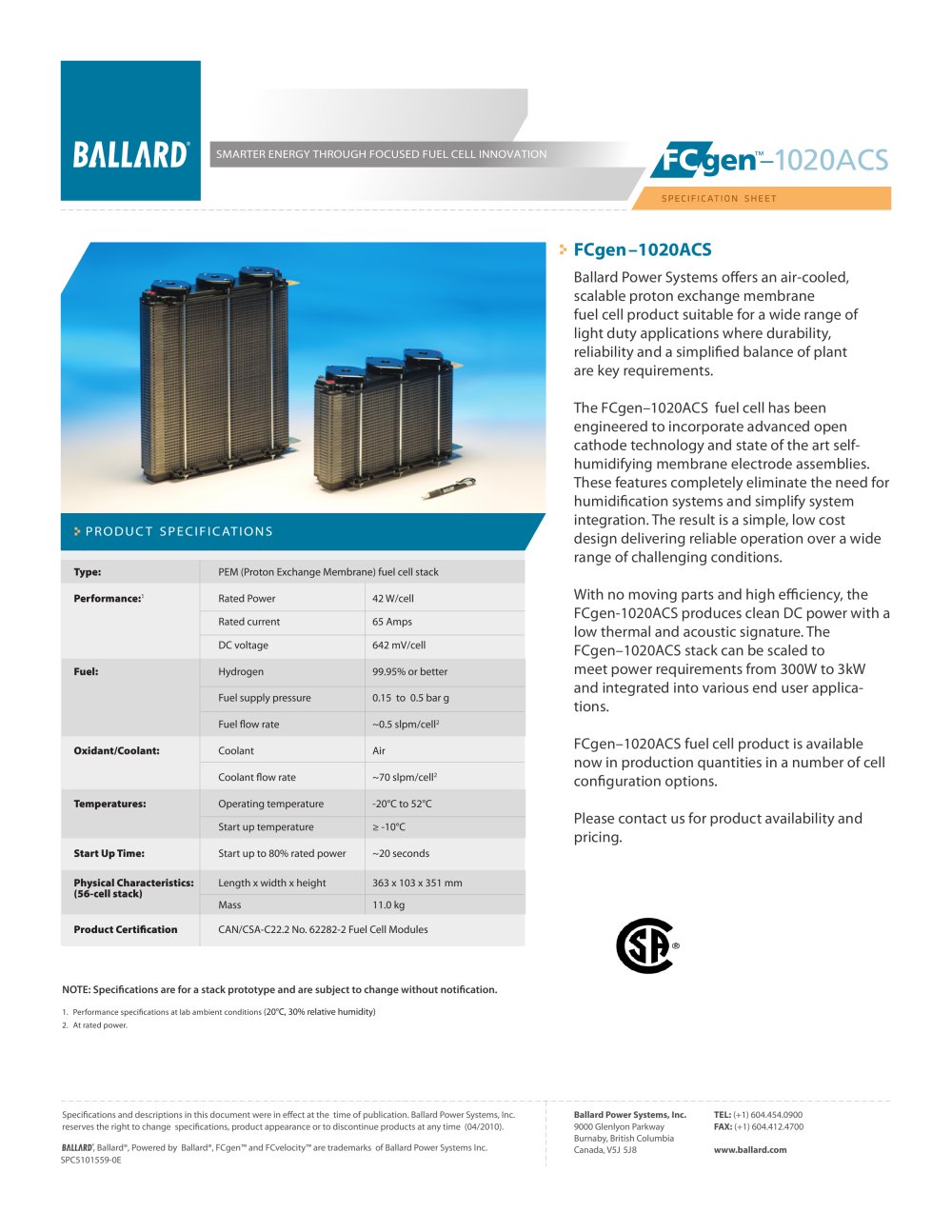 FCgen - 1020ACS - Ballard