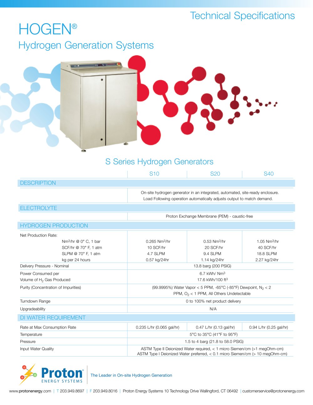 HOGEN&reg; Hydrogen Generation Systems - Proton Energy Systems
