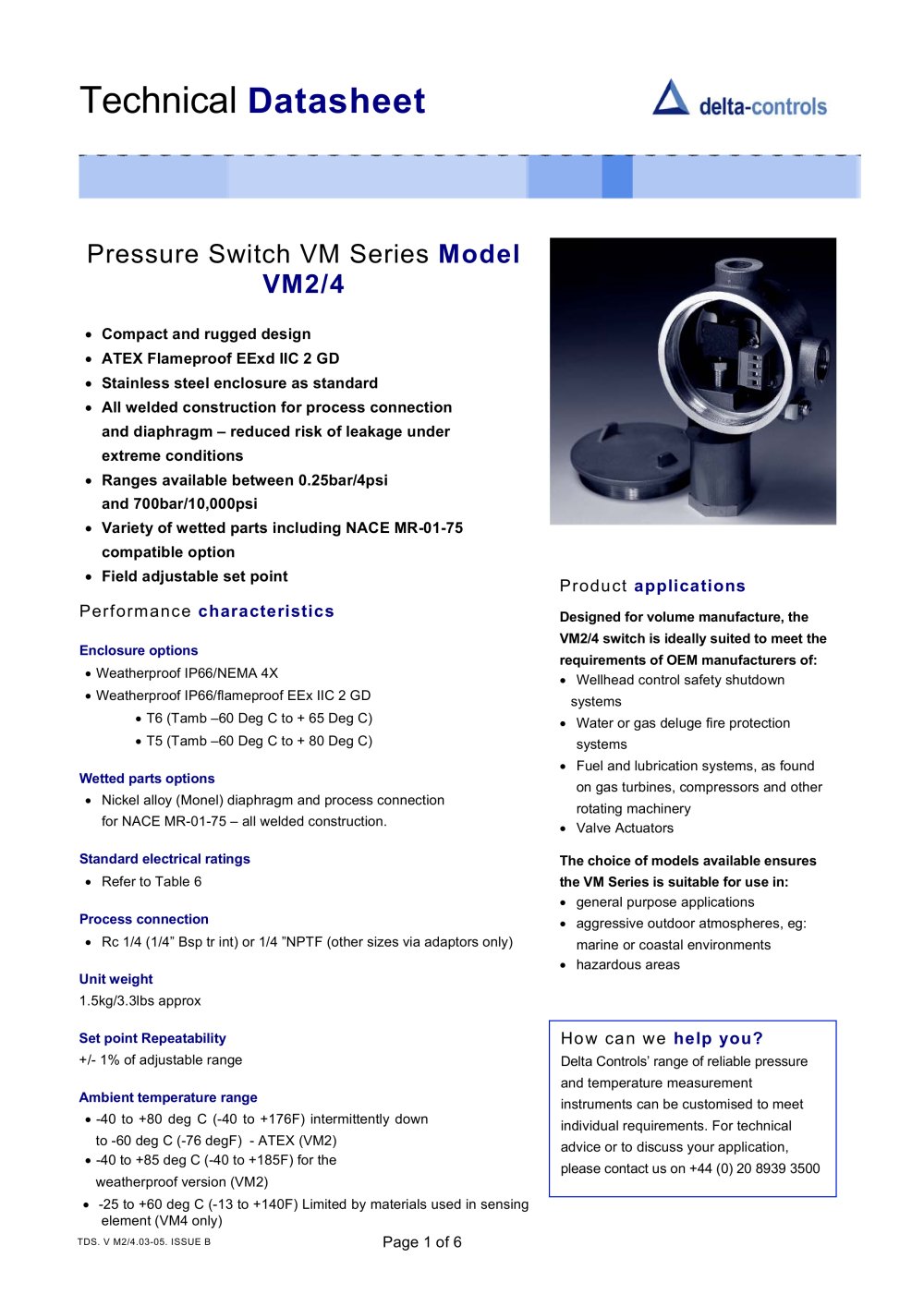 Pressure switch - Delta Controls
