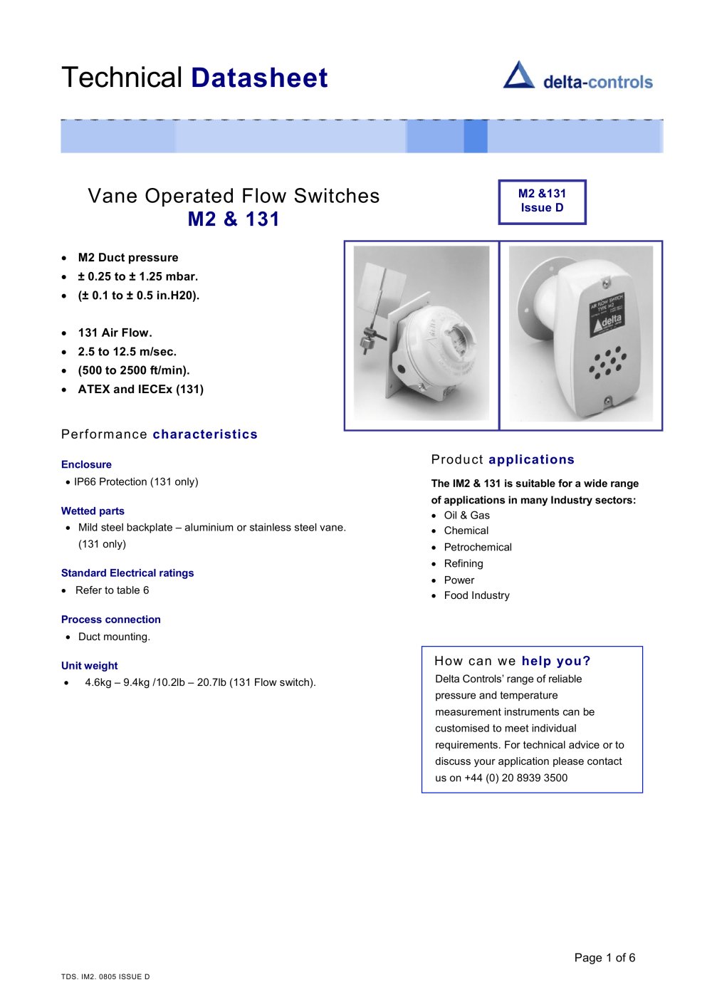 Vane Operated Flow Switches - Delta Controls