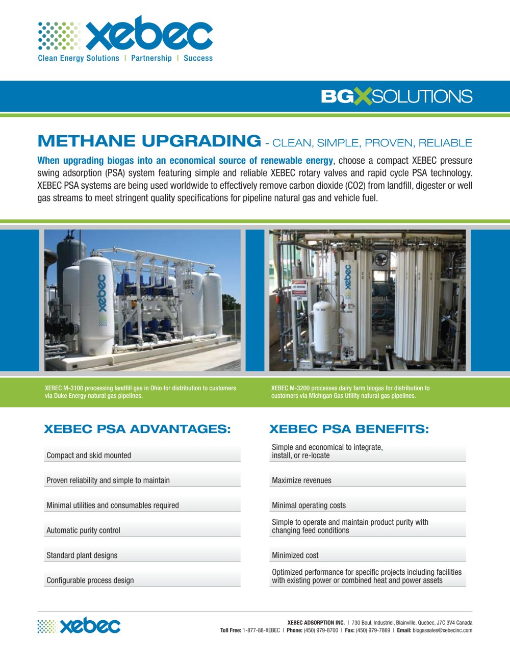 Biogas Purification Systems BGX Solutions - Xebec Adsorption