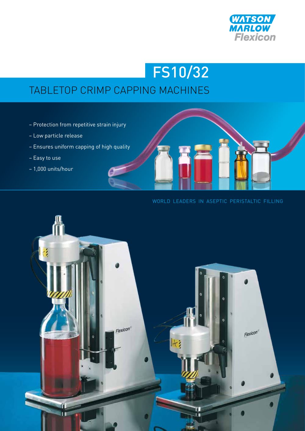 Flexicon FS10/32 tabletop crimp capping system - Watson-Marlow Pumps Group
