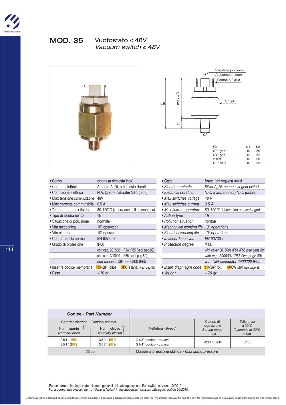 Vacuum Switches - Euroswitch