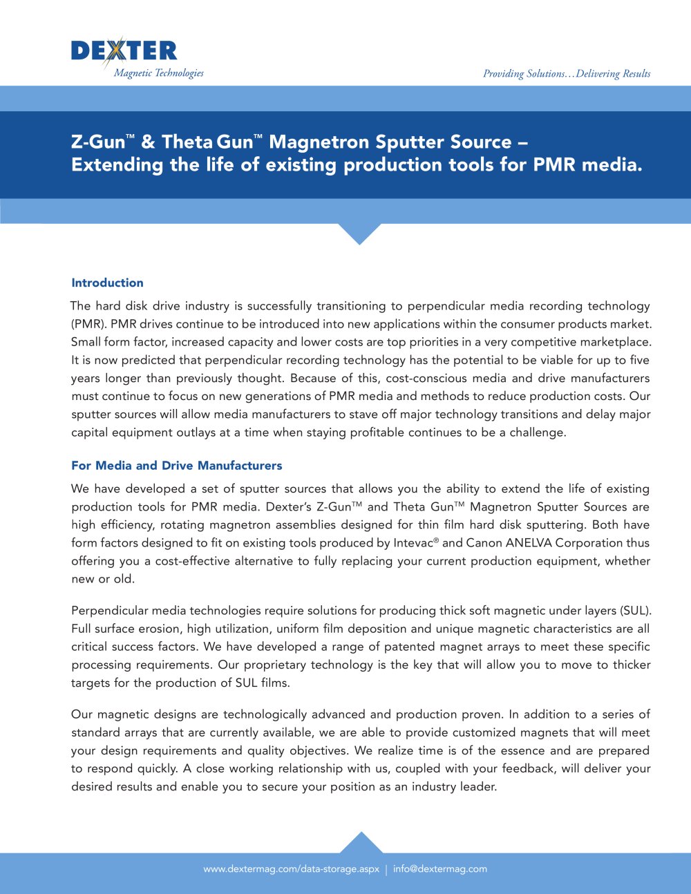 Dexter Z-Gun and T-Gun Sputtering Magnetrons - Dexter Magnetic Technologies