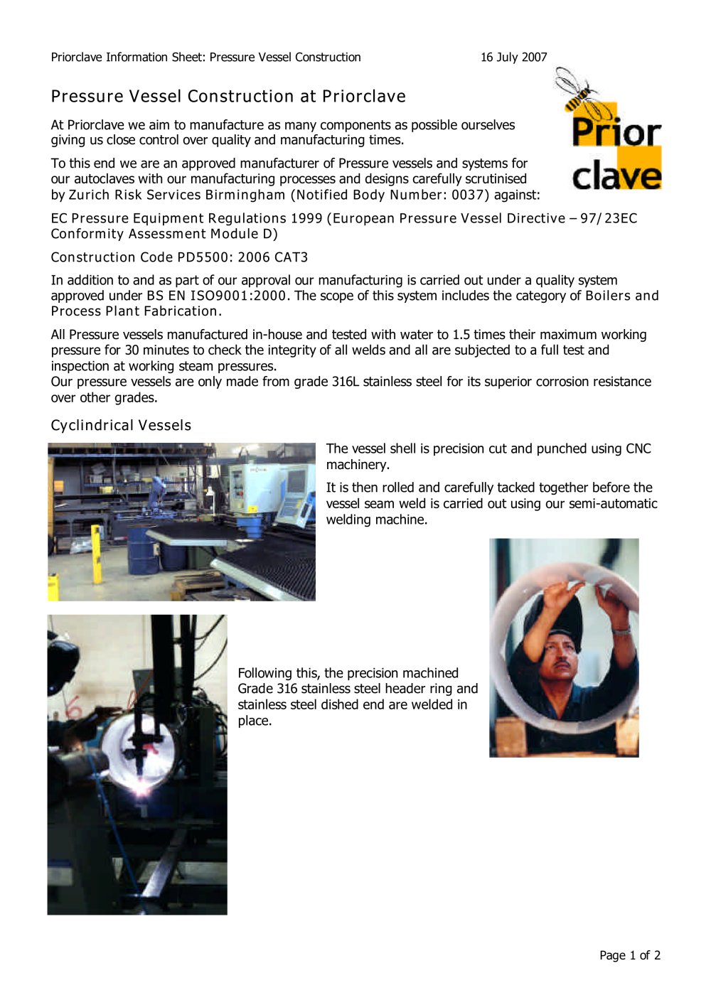 Pressure Vessel Construction at Priorclave - Priorclave