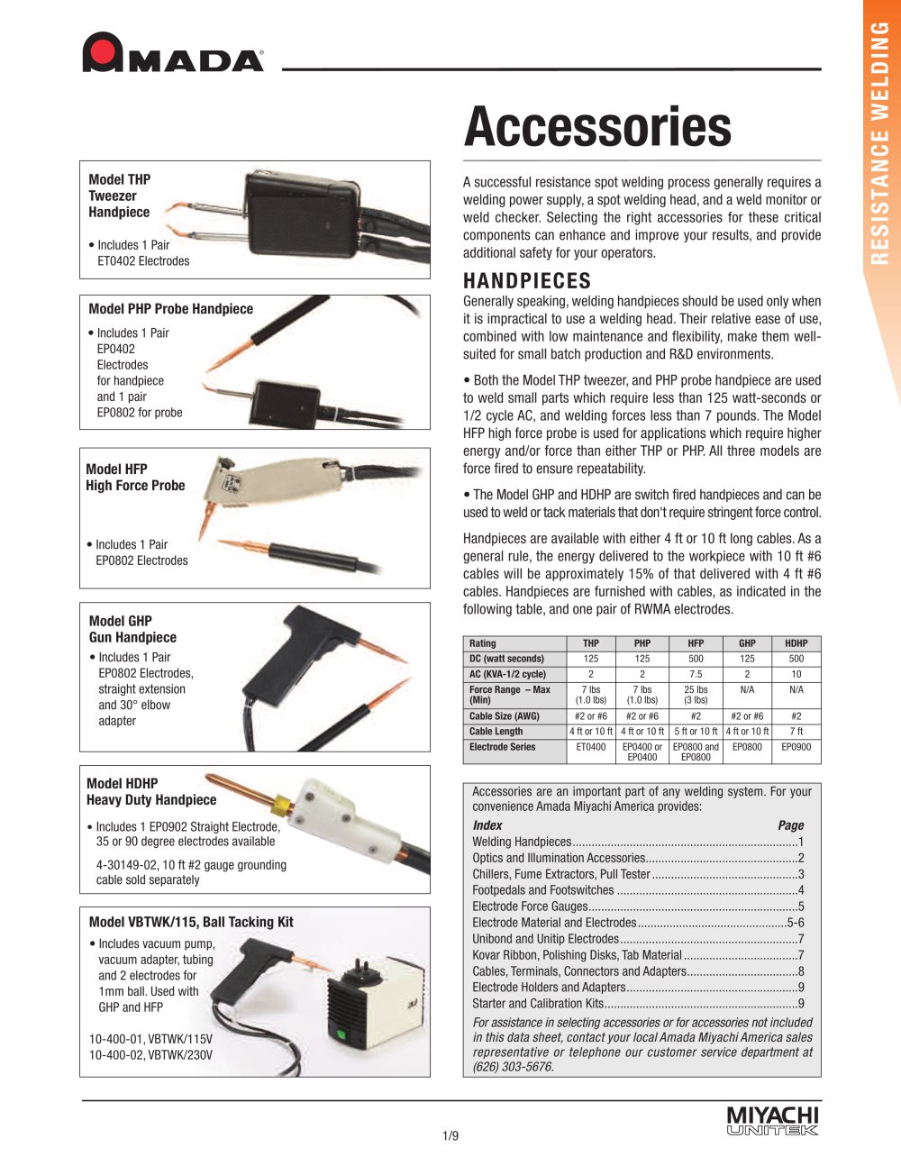 Resistance Welding Accessories - Miyachi