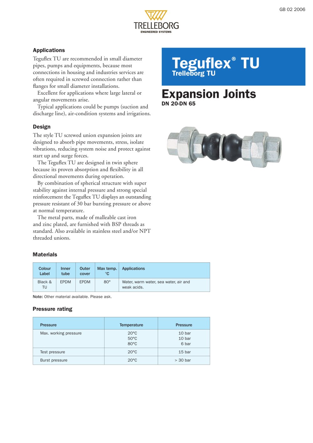 Teguflex&Ograve; TU - Trelleborg Expansion Joints