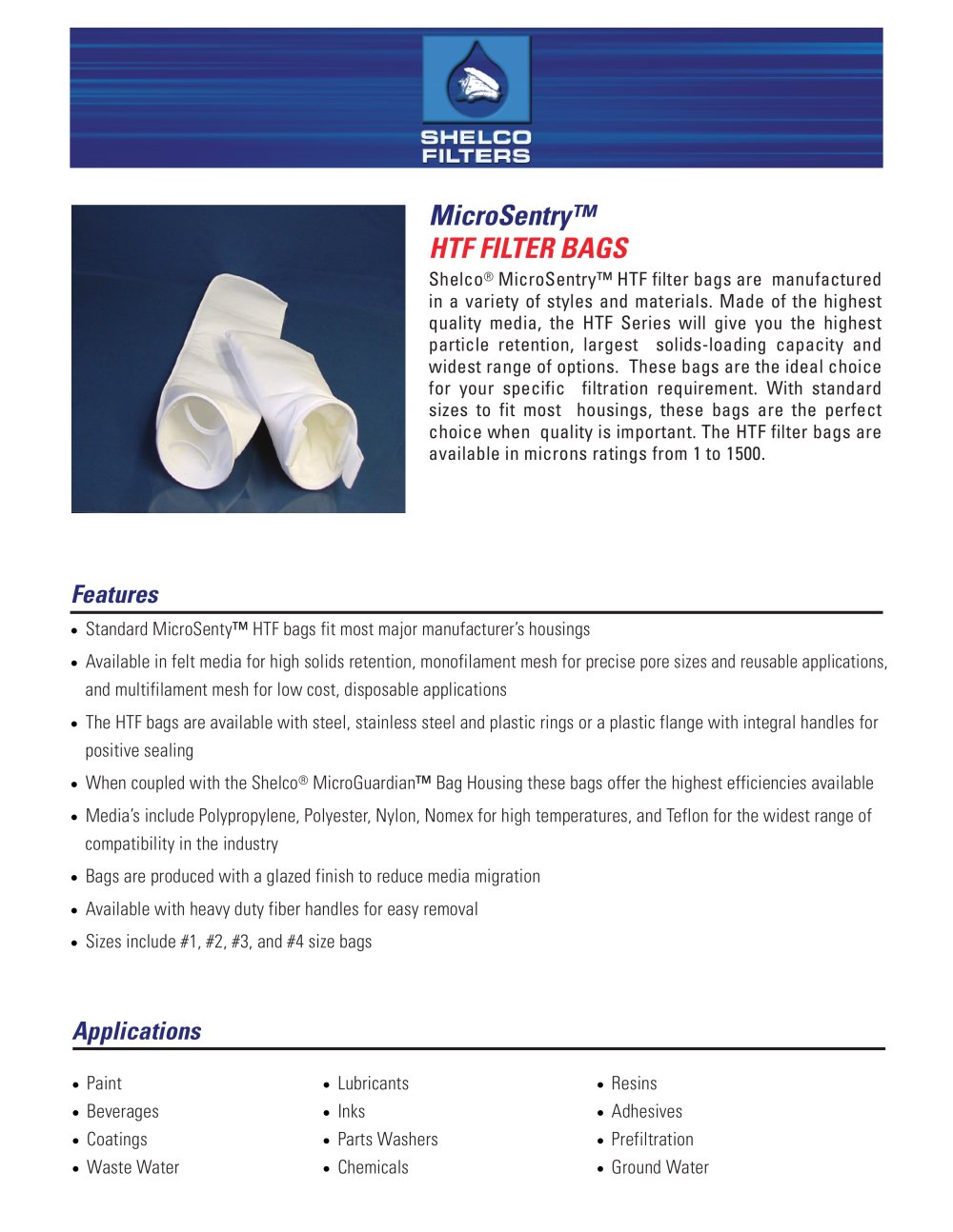HTF FILTER BAGS - Shelco Filters
