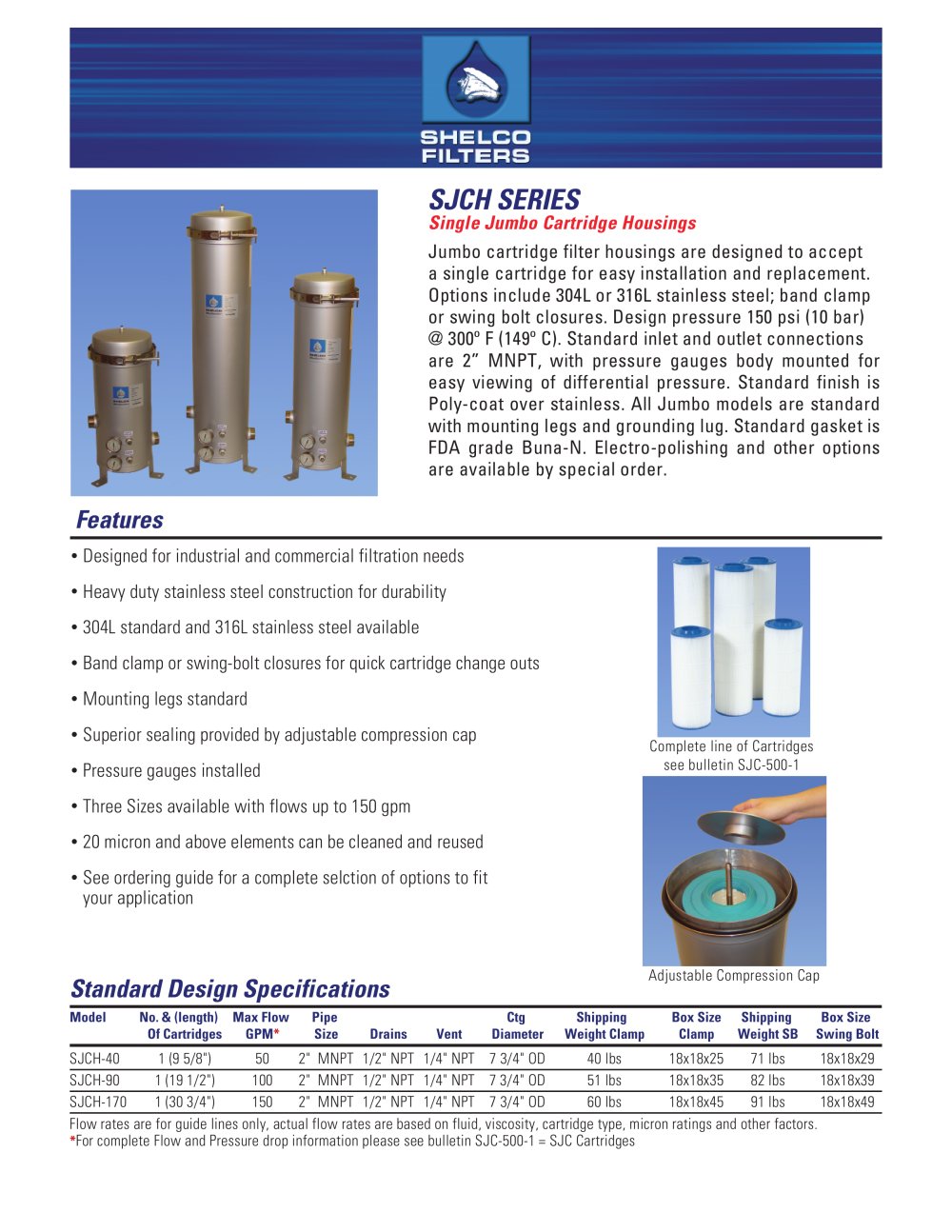 SJCH SERIES Single Jumbo Cartridge Housings - Shelco Filters
