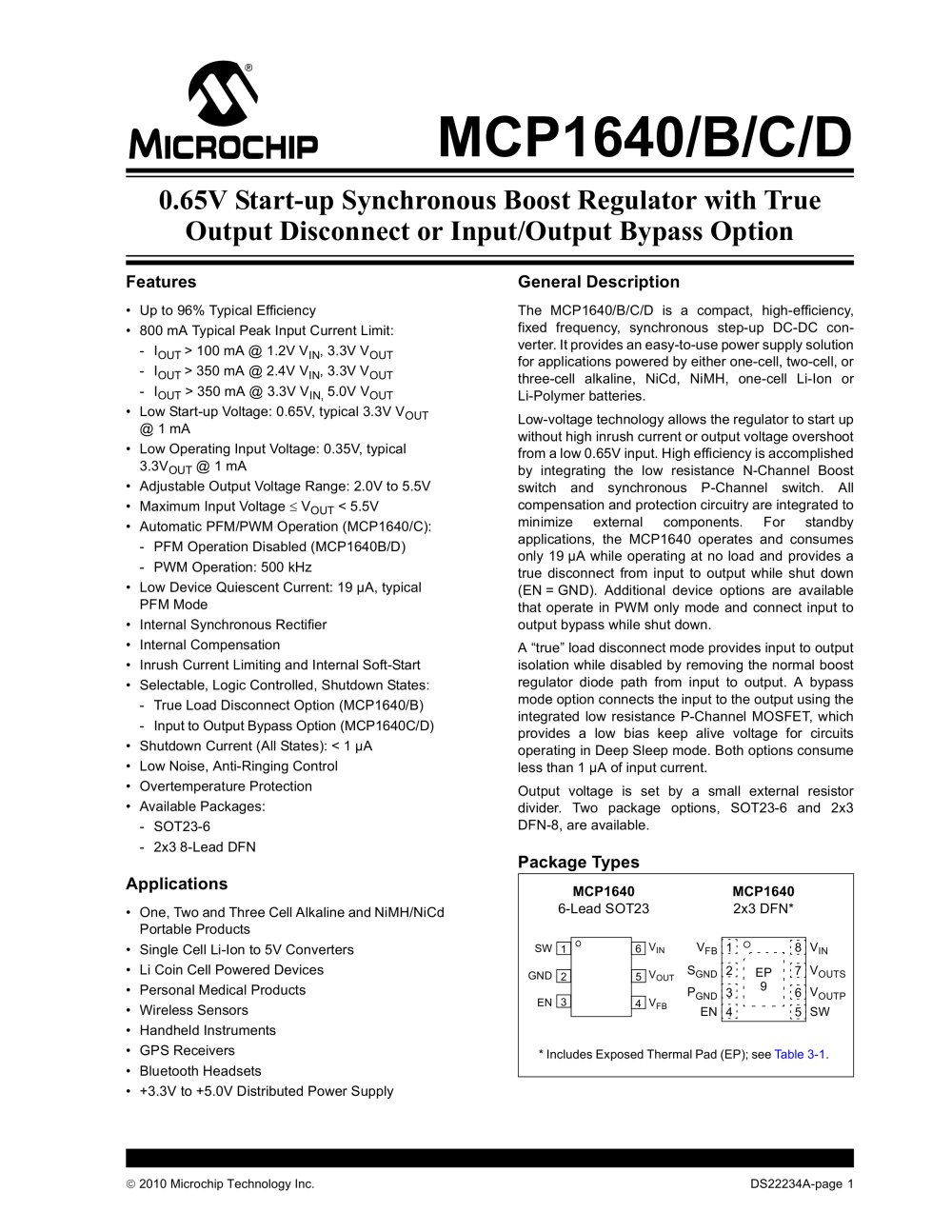 MCP1640/B/C/D - Microchip Technology