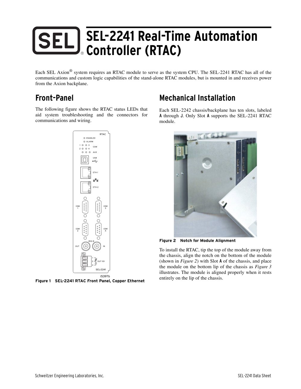 SEL-2241 Real-Time Automation Controller (RTAC) - 1 / 8 Pages