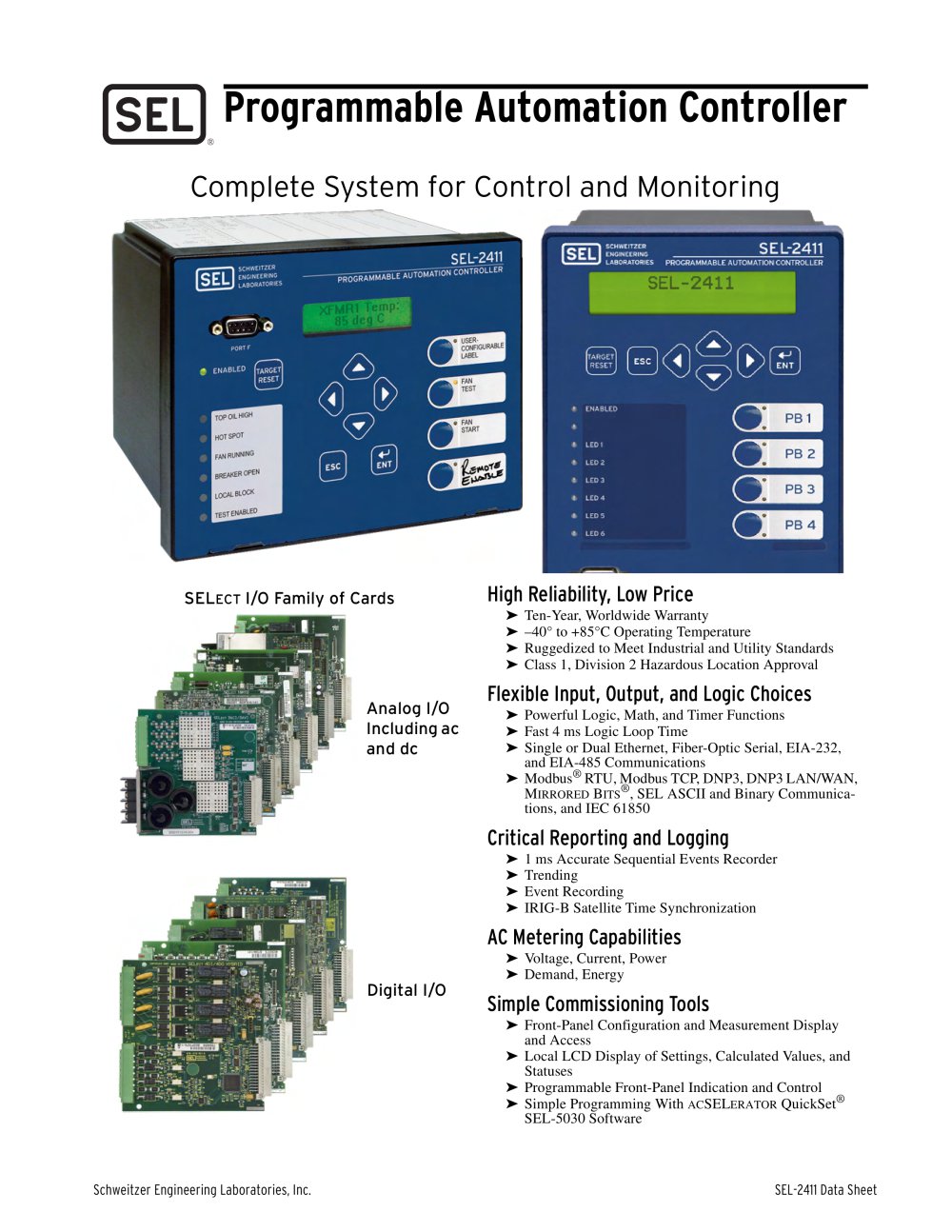 SEL-2411 Programmable Automation Controller - 1 / 24 Pages