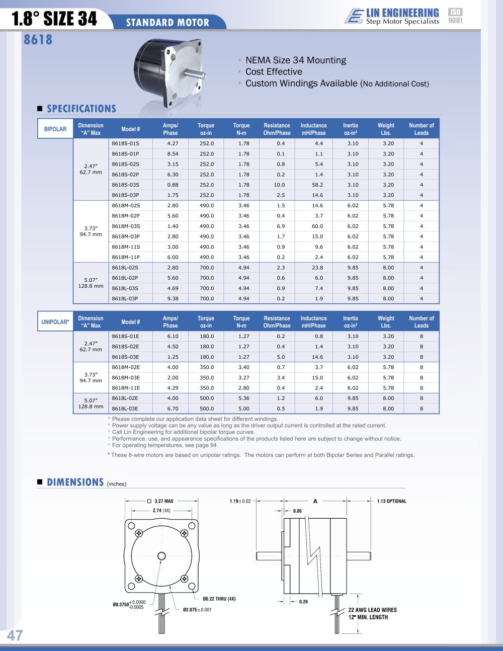 STANDARD MOTOR 8618 - Lin Engineering