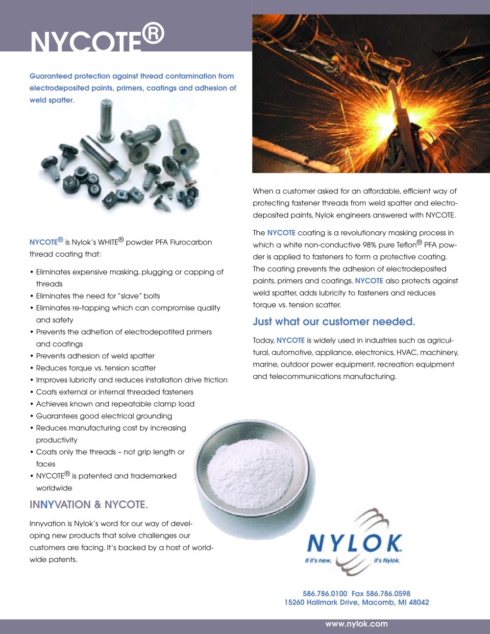 Nycote Teflon Coating Thread Masking - Nylok