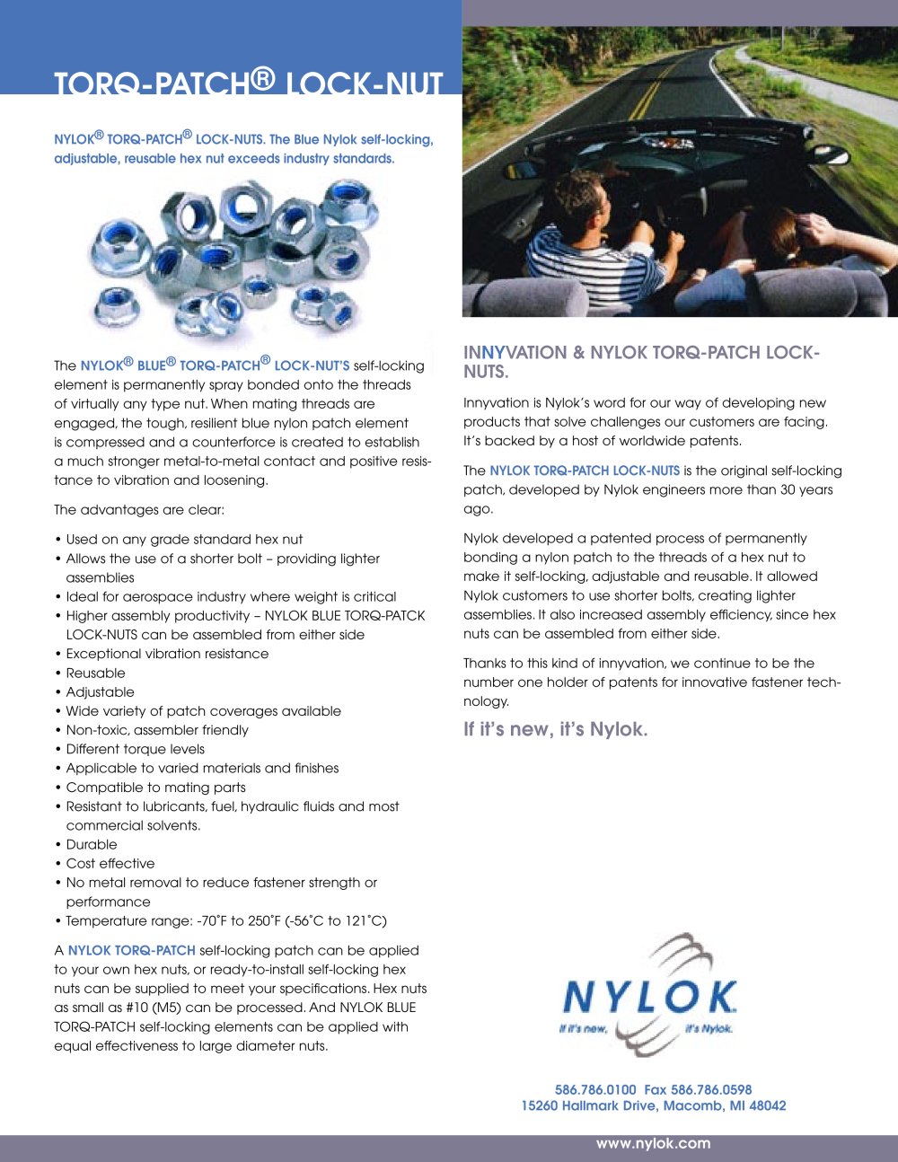NYLOK&reg; BLUE&reg; TORQ-PATCH&reg; LOCK-NUT - Nylok