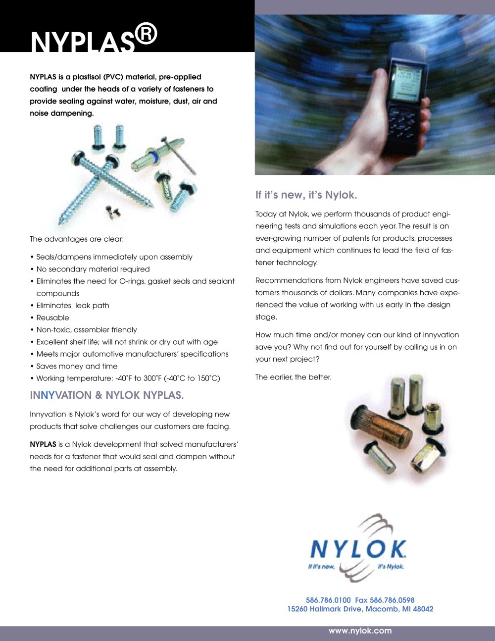 NYPLAS&reg; Pre-applied Coating for Sealing - Nylok