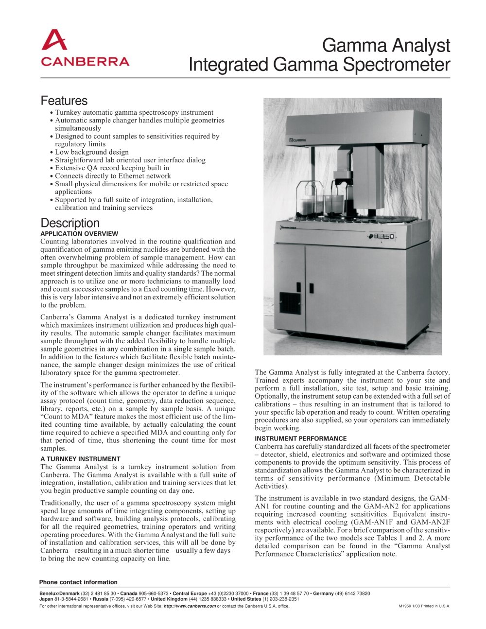 automated gamma spectrometer - Canberra Industries